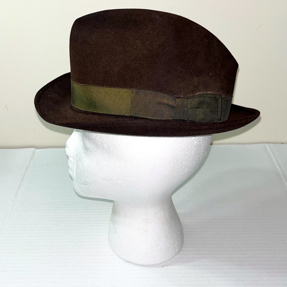 Vintage 1960’s Sears Formease Sable Finish‎ Fedora Brown Hat Brown Band  6 3/4